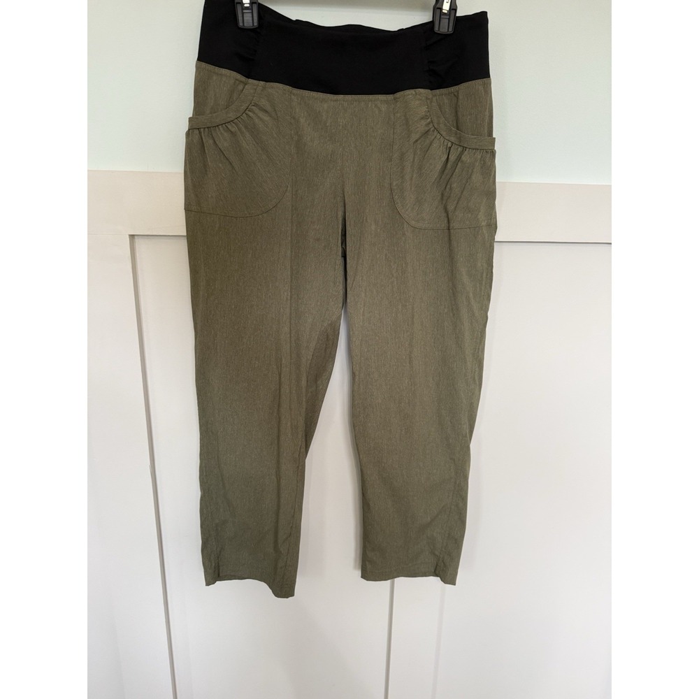 PrAna Summit Capri Size Large Heather Green Outdoor Athleisure Nylon Hiking